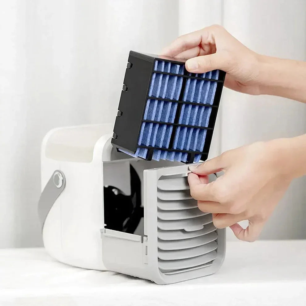 Portable Mini Air Cooler Fan – 3-in-1 Cooling Fan & Humidifier | Cordless USB Rechargeable